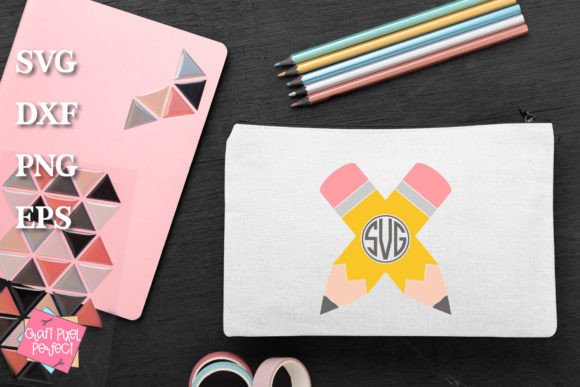 Pencils Monogram Frame, Back to School: A Digital Design Asset Powering Creative Entrepreneurship