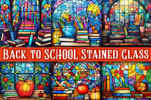 Stained Glass Back to School Background: A Versatile Digital Resource for Educators and Crafters
